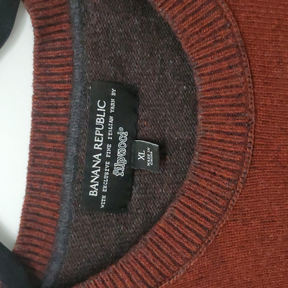 Banana Republic XL Flipucci Mens Swester Rust Color Fine Italian Yarn Wool Sim - Picture 2 of 13